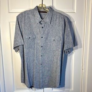 Perry Ellis Blue/Gray Casual Button Down Shirt with Textured Fabric